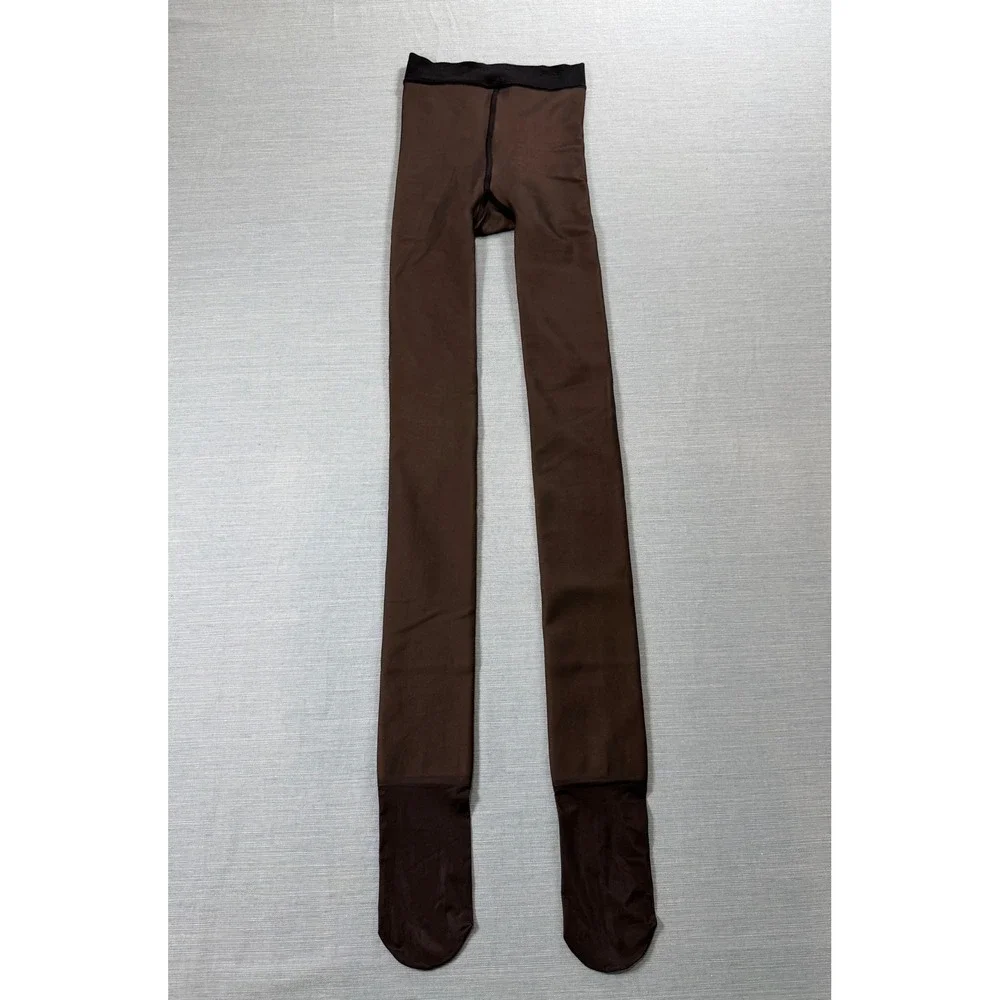 Joyspun Women Brown Fleece Lined Tights Footed Warm Winter Leggings Size Medium